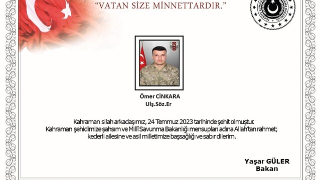 1 asker şehit oldu