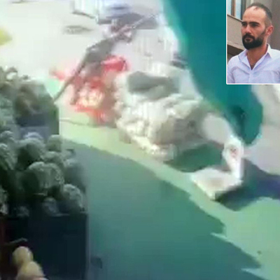 O anlar kameraya yansıdı! Şiddetli rüzgarda şemsiye ile uçtu!