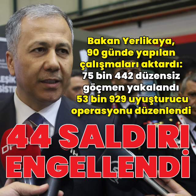 Bakan Yerlikaya: 3 ayda 44 saldırı önlendi