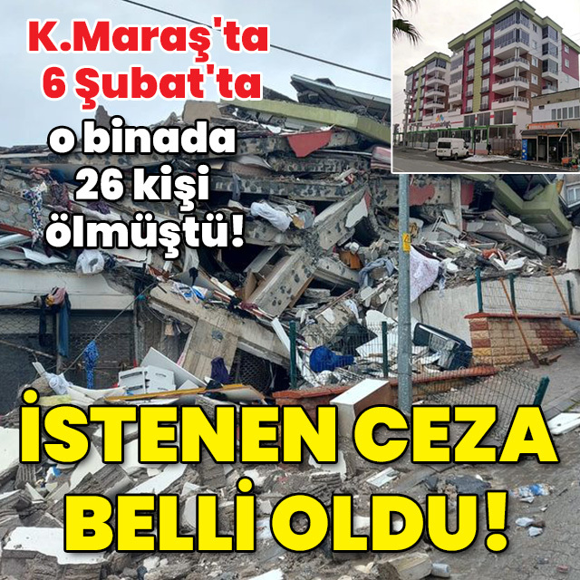K.Maraş'ta 6 Şubat'ta o binada 26 kişi ölmüştü! İşte istenen ceza!