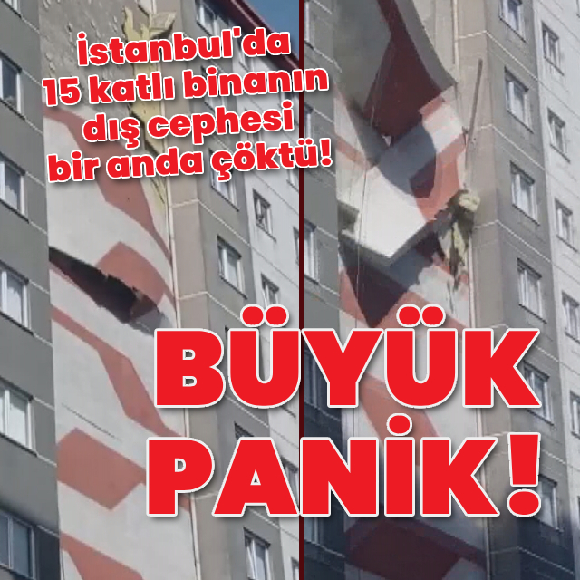 15 katlı binanın dış cephesi bir anda çöktü!