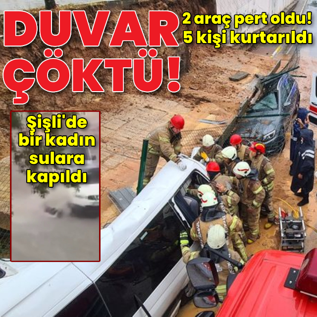 Pendik'te duvar işçi servisinin üstüne çöktü!