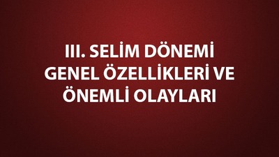 III. Selim dönemi gelişmeleri