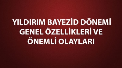 Yıldırım Bayezid dönemi genel özellikleri