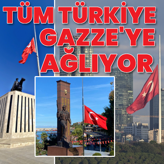 Gazze için bayraklar yarıya indirildi