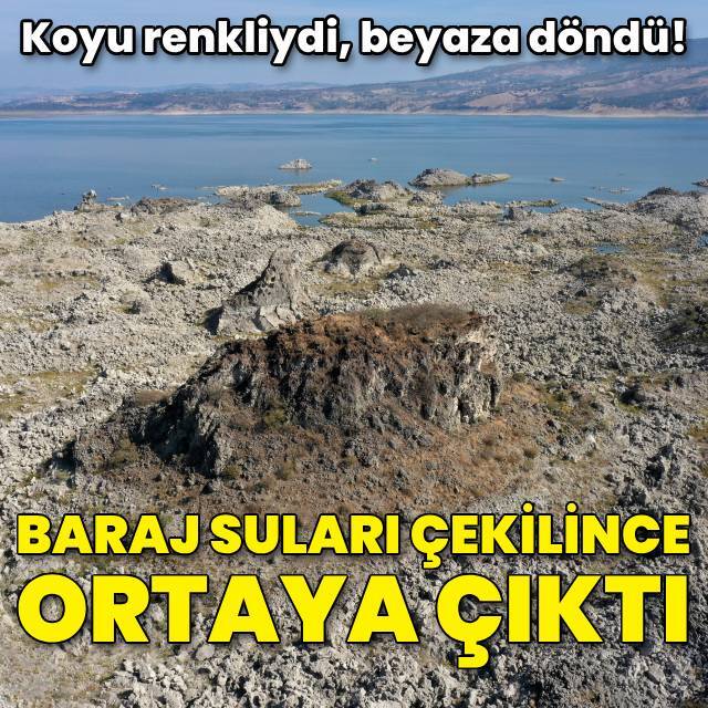 Baraj suları çekilince lav kalıntıları ortaya çıktı
