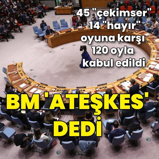BM Genel Kurulu 'ateşkes' dedi