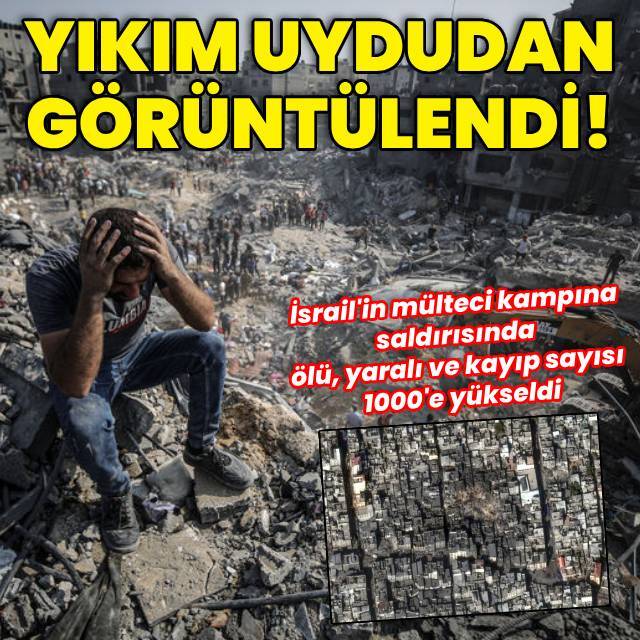 İsrail'in vurduğu kamptaki yıkım uydudan görüntülendi