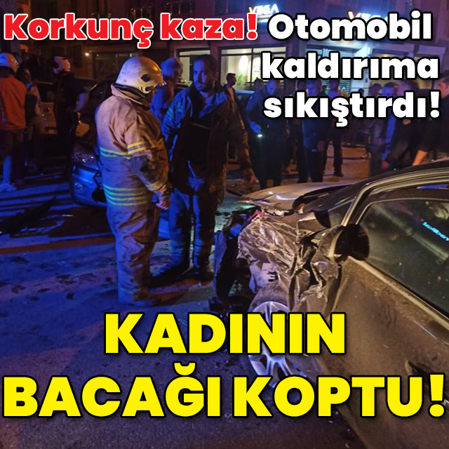 Korkunç olay! Otomobil kaldırıma sıkıştırdı! Bacağı koptu!