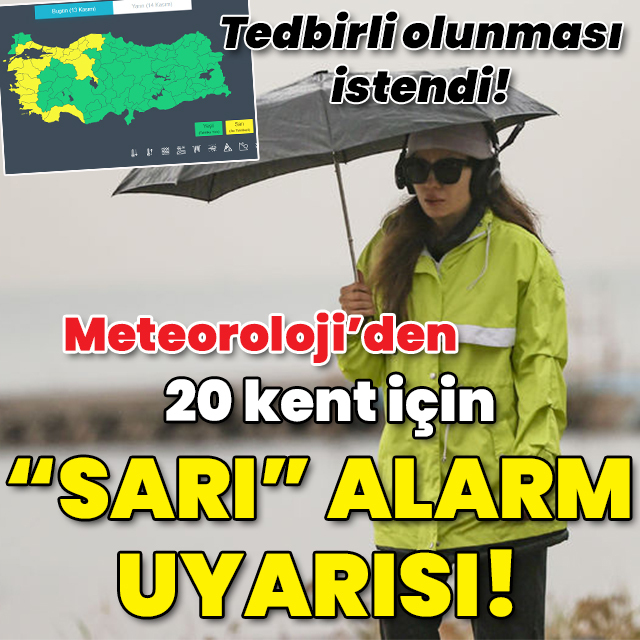Meteoroloji'den 20 kent için sarı alarm!