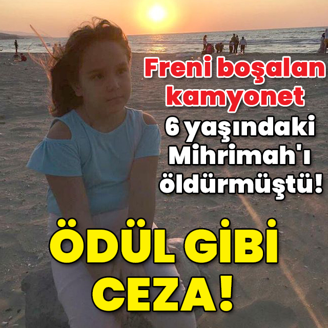 Freni boşalan kamyonet 6 yaşındaki Mihrimah'ı öldürmüştü! Ödül gibi ceza!