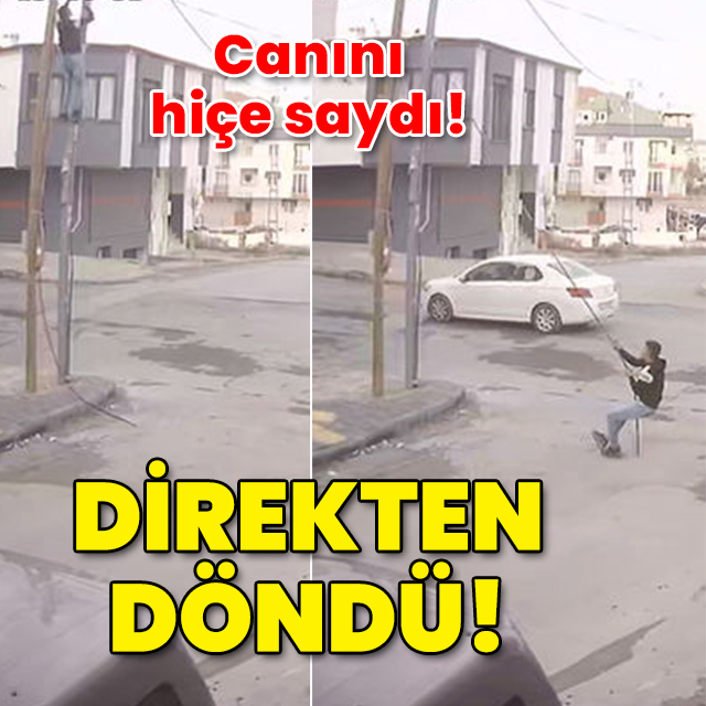 O an kamerada! Canını hiçe saydı! Direkten döndü!