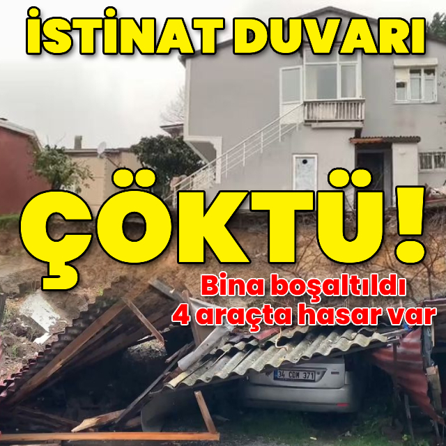 Sarıyer'de istinat duvarı çöktü!
