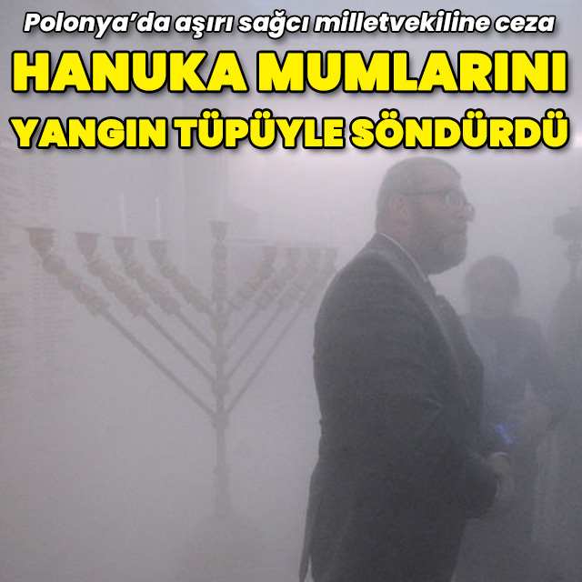 "Hanuka" mumlarını yangın tüpüyle söndürdü
