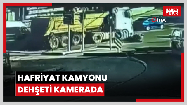  İstanbul'da hafriyat kamyonu dehşeti kamerada: Motosikletli sürücü atlayarak ezilmekten kurtuldu