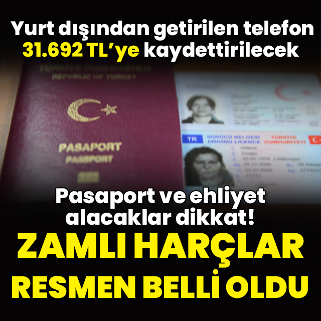 Zamlı harçlar Resmi Gazete'de