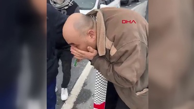 Filistin yürüyüşüne katılan kişiye saldırı!