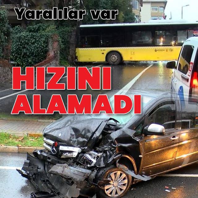 İETT otobüsü önce araca sonra duvara çarptı!