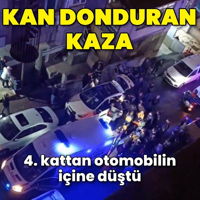 4. kattan otomobilin içine düştü