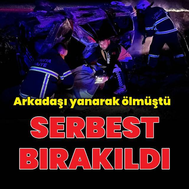 Arkadaşı yanarak öldü, sürücü serbest