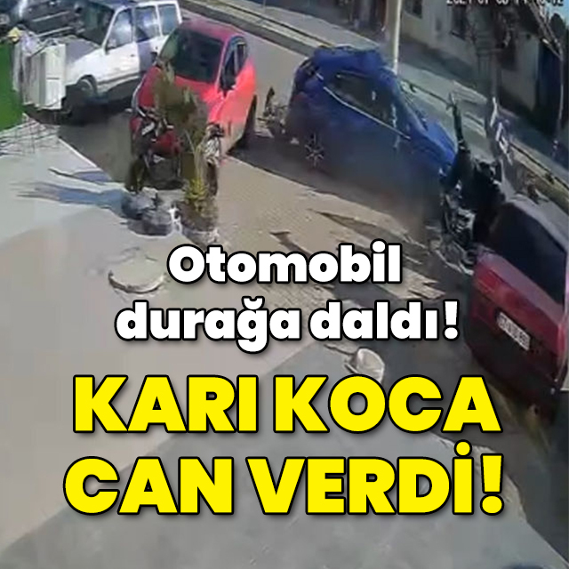 Otomobil durağa daldı! Karı koca can verdi!