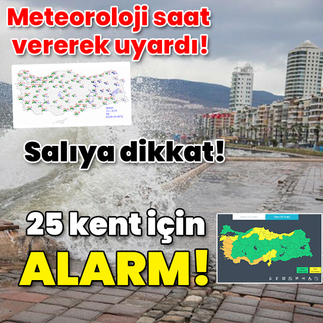 Meteoroloji saat vererek uyardı! Salıya dikkat! 25 kent için alarm!