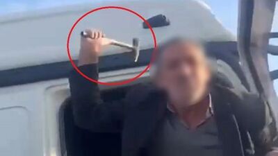 Kamyon şoföründen çekiçli saldırı!