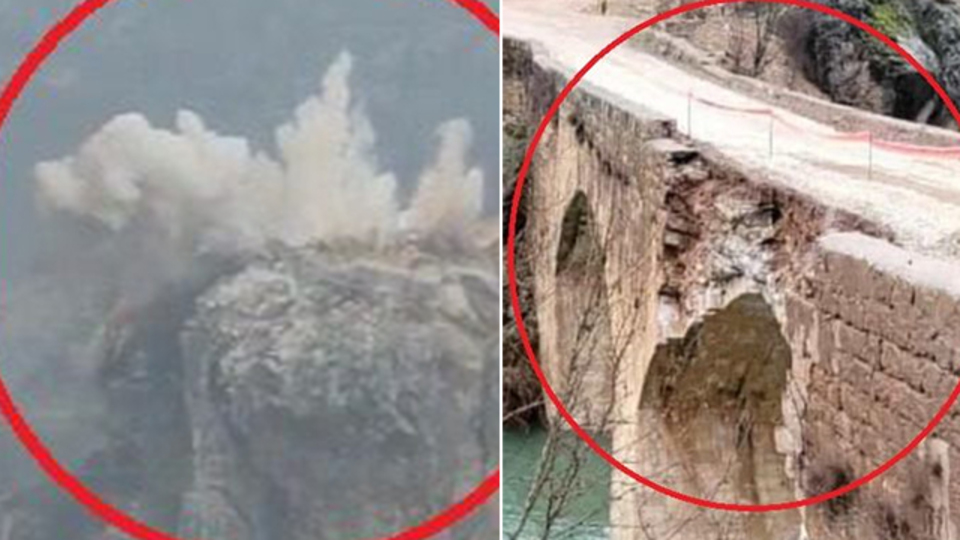 O an kamerada! Tarihi köprüye "dinamit!"