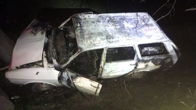 Takla atan araç alev topuna döndü!