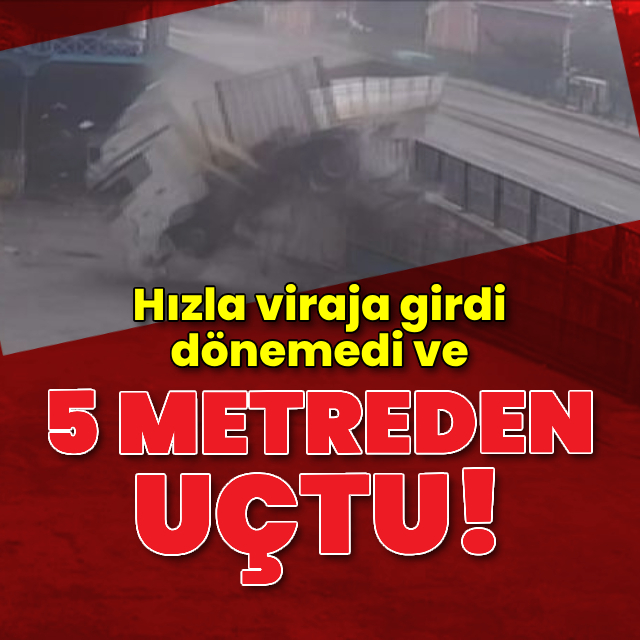 TIR 5 metreden işyerinin önüne uçtu