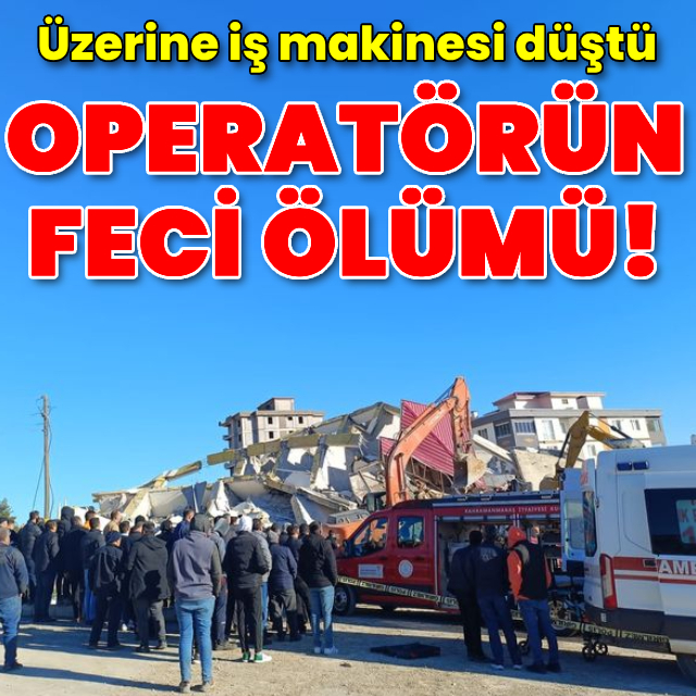 Ağır hasarlı bina iş makinesinin üzerine çöktü!