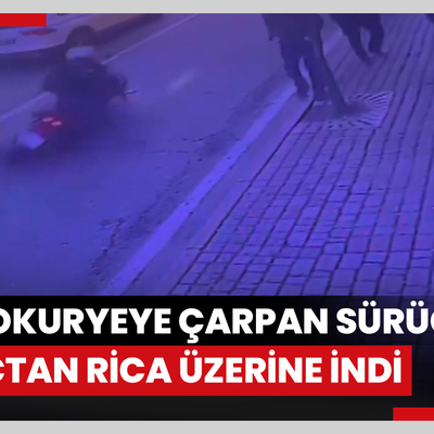 Fatih'te motokuryeye çarpan sürücü araçtan rica üzerine indi