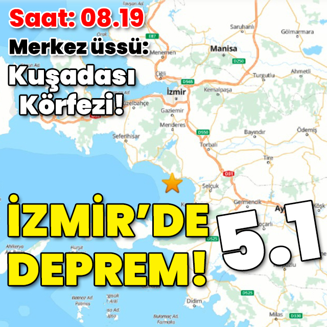 İzmir'de 5.1 büyüklüğünde deprem!