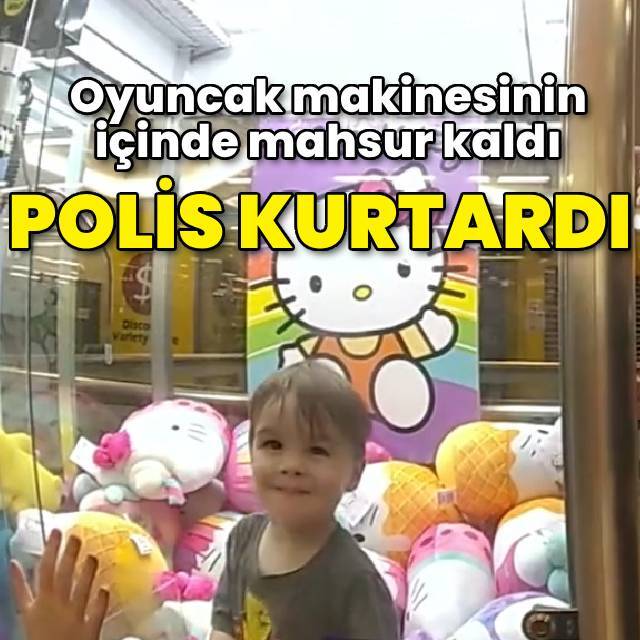 Oyuncak makinesinin içinde mahsur kaldı!