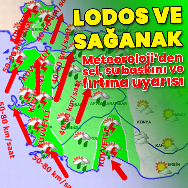Lodos ve sağanak yağmur etkili olacak