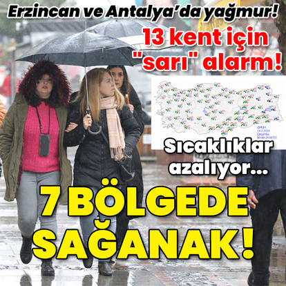 Erzincan ve Antalya'da yağmur! 13 kent için "sarı" alarm! 7 bölgede sağanak!