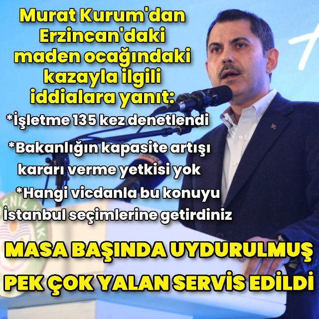 Kurum'dan Erzincan iddialarına yanıt