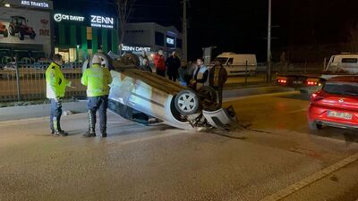 Takla atan otomobilin sürücüsü yaralandı