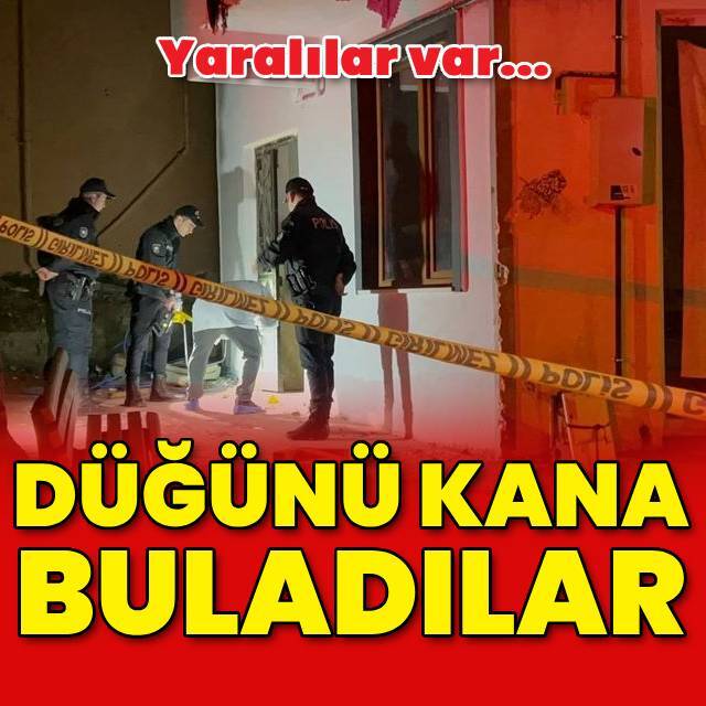 Husumetli aileler düğünde birbirine girdi