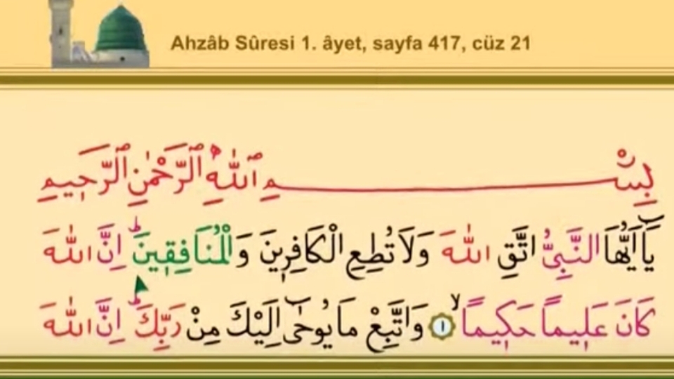 Azhab Suresi okunuşu ve Türkçe anlamı…