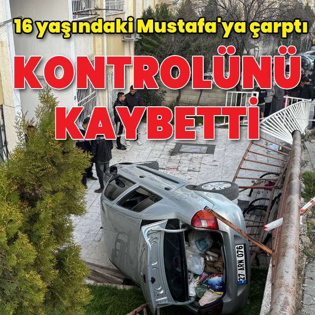 Kontrolden çıkan otomobil bahçeye düştü