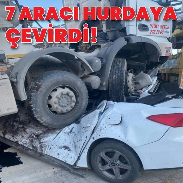 Freni boşaldı, 7 aracı hurdaya çevirdi