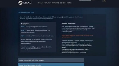 Steam hesabı nasıl silinir?