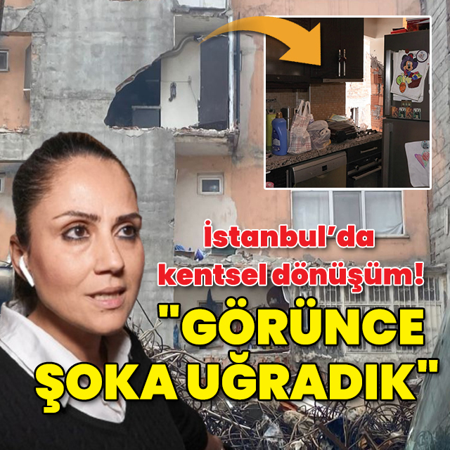 Riskli bina yıkılırken komşunun mutfak duvarı da yıkıldı