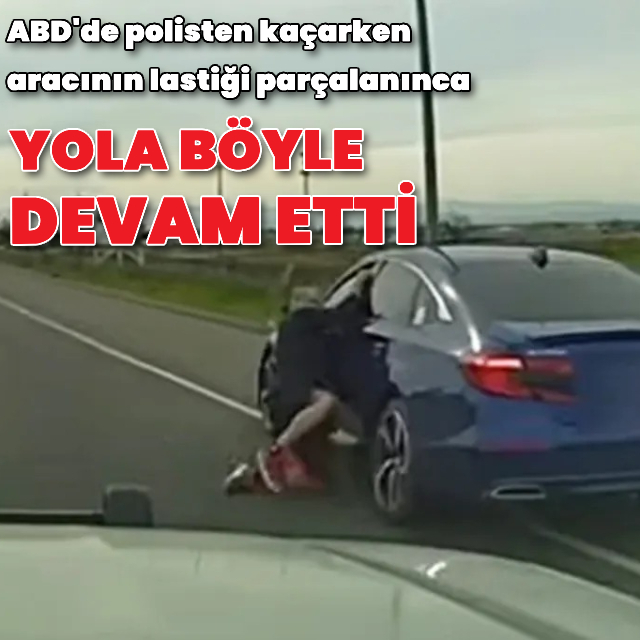 Hareket halindeki aracın kapısına tutunup polisten kaçmaya çalıştı