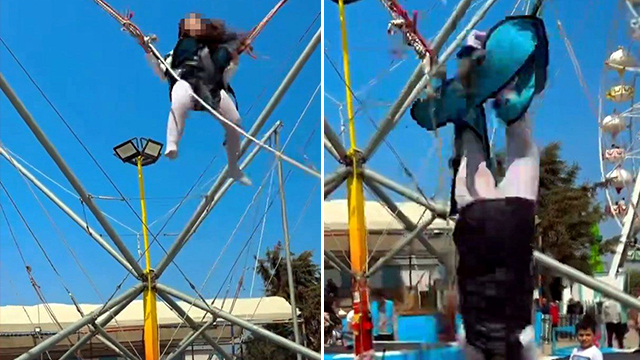 Lunaparkta faciadan dönüldü: Trombolinin kemeri açıldı dakikalarca savruldu