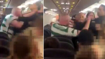 Alkollü İskoç yolcu uçakta polise saldırdı!