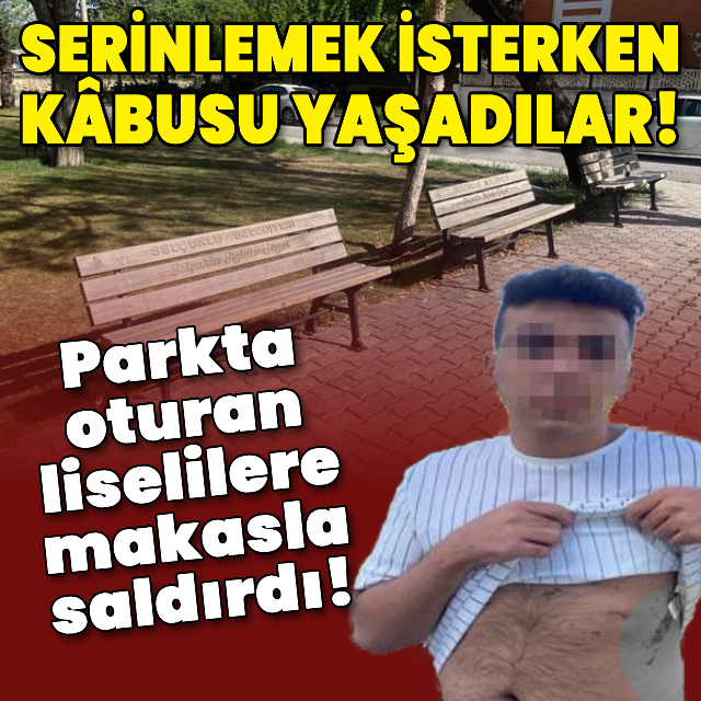Parkta oturan liselilere makasla saldırdı!