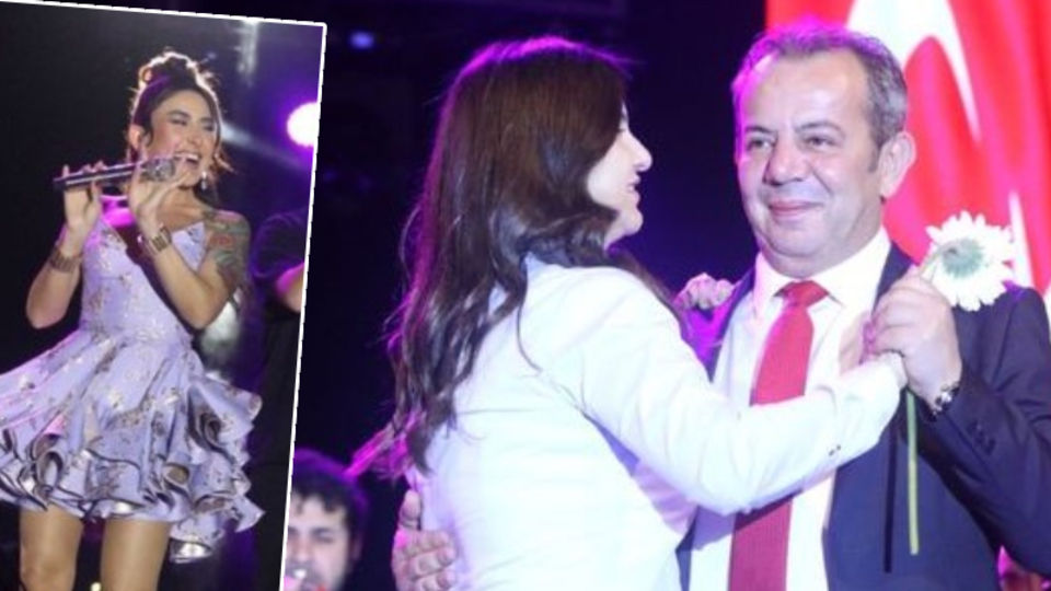 Konserde evlilik yıl dönümünü kutladı