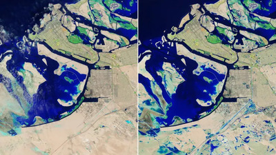 NASA, BAE'de yaşanan selin uydu görüntülerini paylaştı